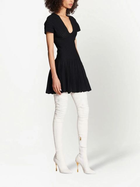 Balmain Pleated Mesh mini dress - Black