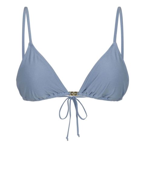 GANNI logo-plaque bikini top - Blue