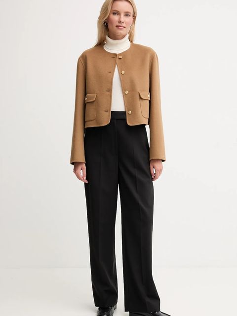 Tommy Hilfiger kurtka z wełną kolor brązowy WW0WW47446