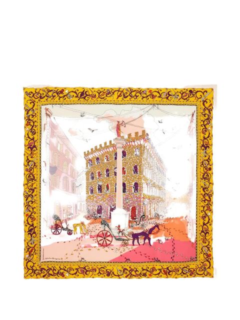 Ferragamo Palazzo Spini Feroni print silk scarf - Yellow - zdjęcie produktu nr 1