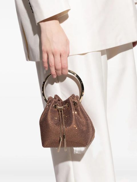 Jimmy Choo Bon Bon shimmering-mesh handbag - Brown