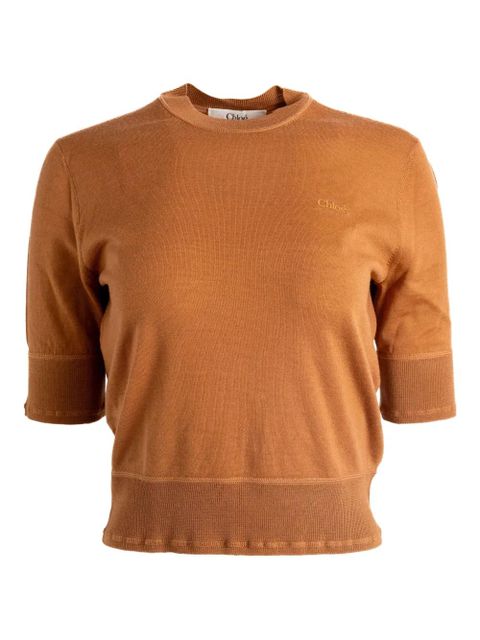 Chloé short-sleeve wool top - Brown - zdjęcie produktu nr 1