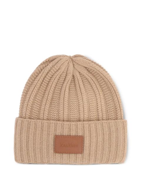 Max Mara ribbed logo-patch beanies - Brown - zdjęcie produktu nr 1