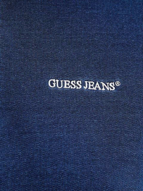 Guess Jeans bluza bawełniana damska kolor granatowy gładka W5YQ10 KCXQ1