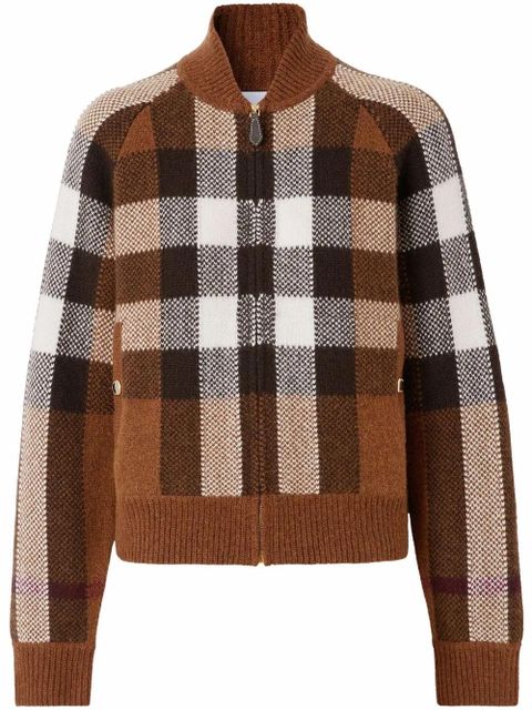 Burberry intarsia-check bomber jacket - Brown - zdjęcie produktu nr 1