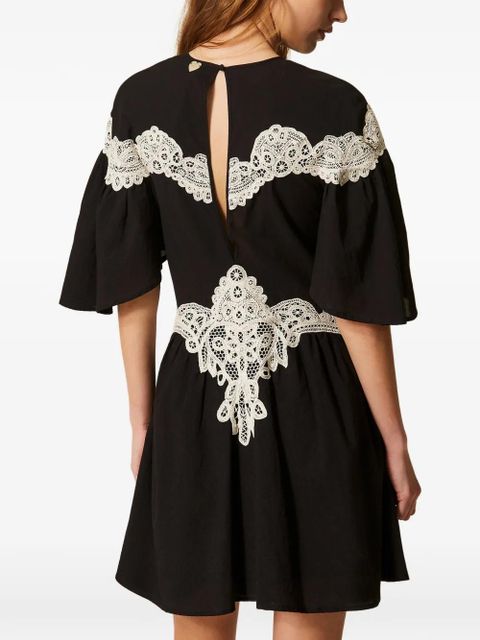 TWINSET lace V-neck mini dress - Black