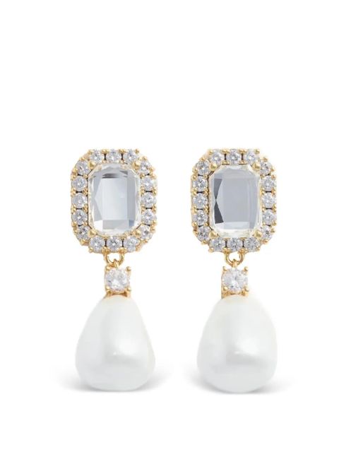Self-Portrait crystal pearl drop earrings - Gold - zdjęcie produktu nr 1