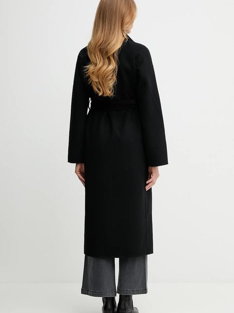 Tommy Hilfiger płaszcz z wełną kolor czarny WW0WW47286