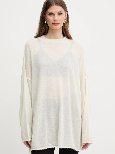 Pinko sweter wełniany damski kolor beżowy lekki 105749 A2UN - zdjęcie produktu nr 1