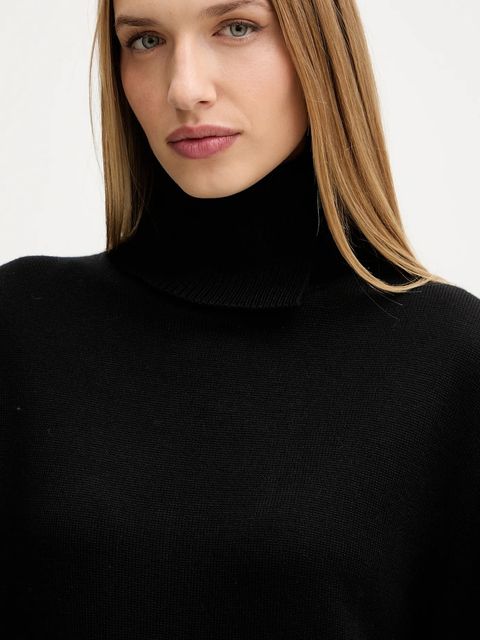 BOSS Orange sukienka z dodatkiem wełny C_Feringatessa kolor czarny mini prosta 50550493