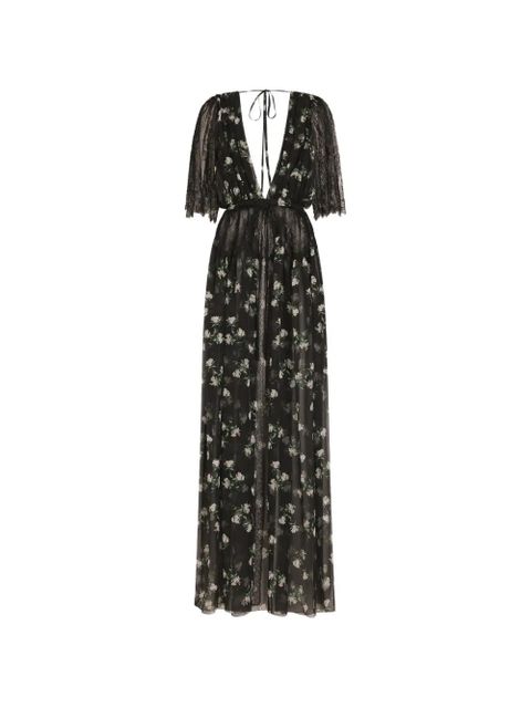 Dolce & Gabbana lace-detail floral-pattern long dress - Black - zdjęcie produktu nr 1