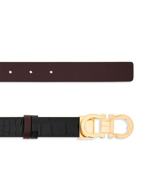 Ferragamo Gancini-buckle leather belt - Black