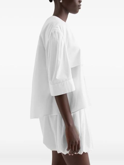 Jil Sander gathered short-sleeves poplin shirt - White - zdjęcie produktu nr 2