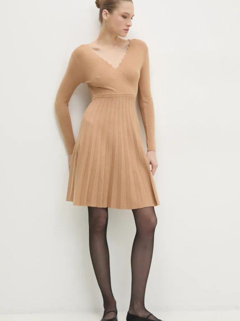 Answear.LAB sukienka kolor brązowy mini rozkloszowana