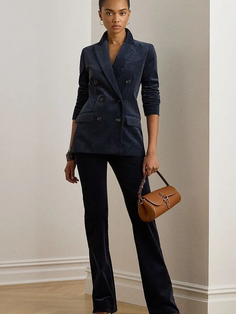 Lauren Ralph Lauren marynarka kolor granatowy dwurzędowa gładka 200P03549