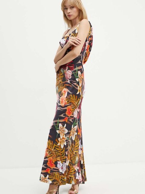 Marciano Guess sukienka ESTELLA kolor czarny maxi rozkloszowana 4YGK15 7139A