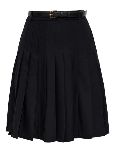 Self-Portrait pleated belted midi skirt - Black - zdjęcie produktu nr 1