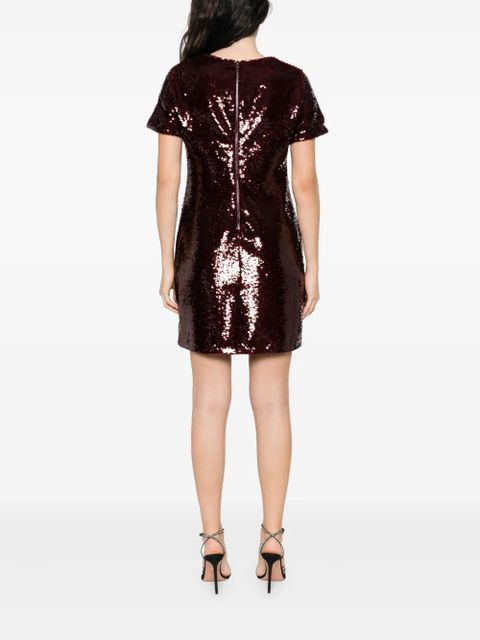 Maje sequin-embellished short-sleeve dress - Red