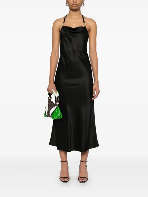 Marine Serre satin maxi slip dress - Black
