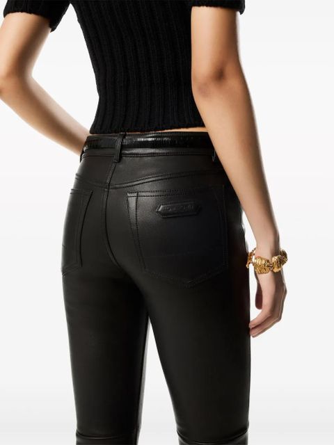 TOM FORD low-rise tapered leather trousers - Black