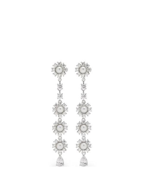 Self-Portrait flower pearl drop earrings - Silver - zdjęcie produktu nr 1