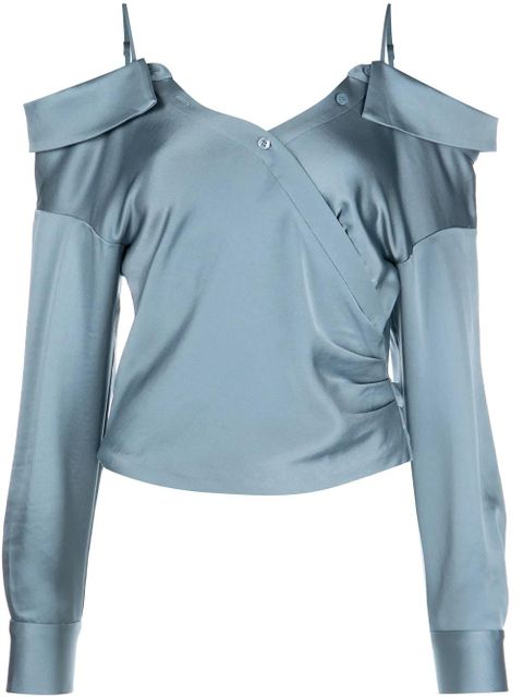 Simkhai off-the-shoulder satin top - Blue - zdjęcie produktu nr 1