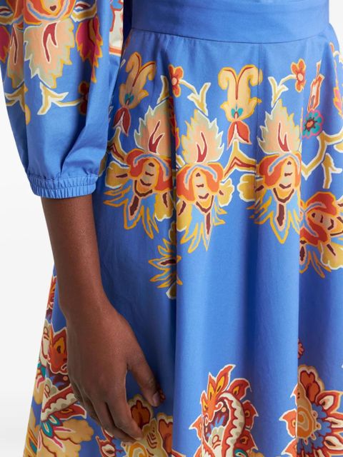 ETRO printed poplin midi skirt - Blue