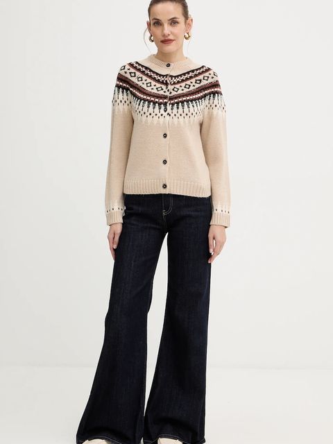 Weekend Max Mara kardigan z dodatkiem wełny CABIRIA damski kolor beżowy 2525346033600