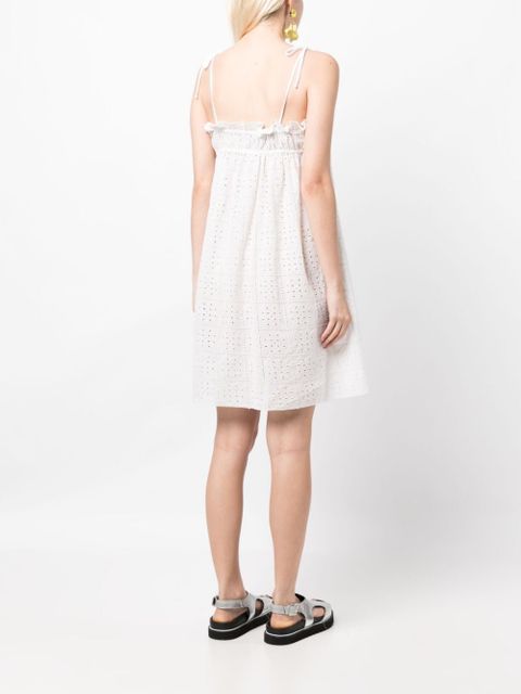 GANNI broderie-anglaise cotton minidress - White