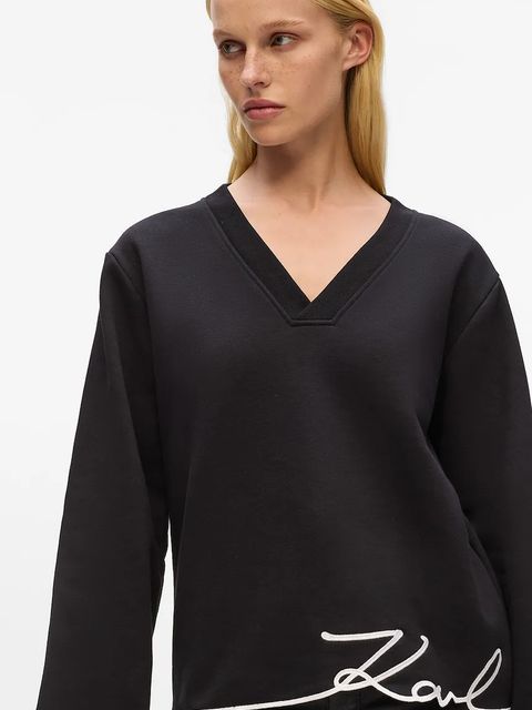 Karl Lagerfeld bluza z bawełną damskie kolor czarny z aplikacją A4W20040