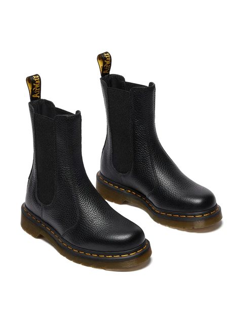 Dr. Martens sztyblety skórzane 2976 Hi Chelsea Boot damskie kolor czarny na płaskim obcasie DM41404001 - zdjęcie produktu nr 2