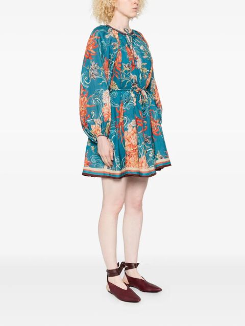 ALEMAIS Fletcher floral-print mini dress - Blue