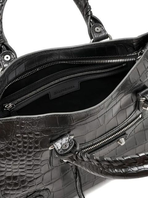 Balenciaga small Le City crocodile-effect zip-fastening tote bag - Black
