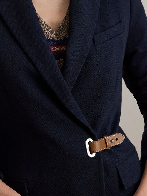 Lauren Ralph Lauren marynarka kolor granatowy jednorzędowa gładka 200980021