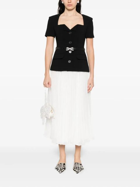 Self-Portrait short sleeve midi dress - Black