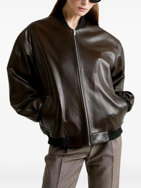 Nour Hammour Marly zipped bomber leather jacket - Brown