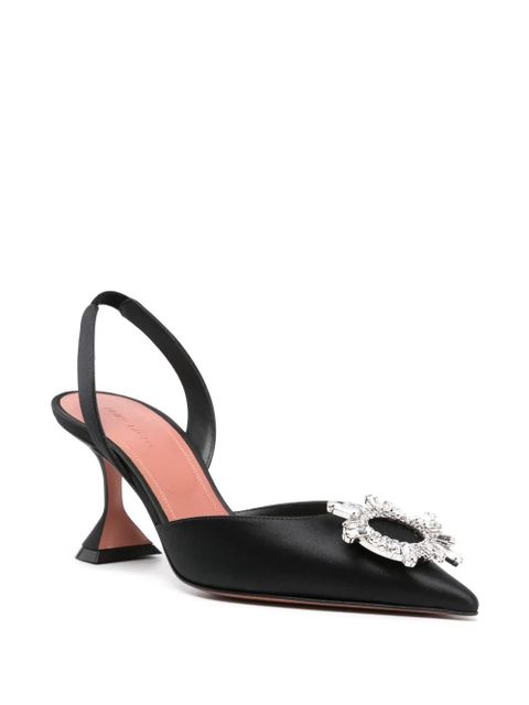 Amina Muaddi Begum 70mm satin slingback pumps - Black - zdjęcie produktu nr 2