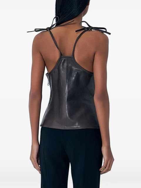 OUR LEGACY tie-straps leather corset top - Brown