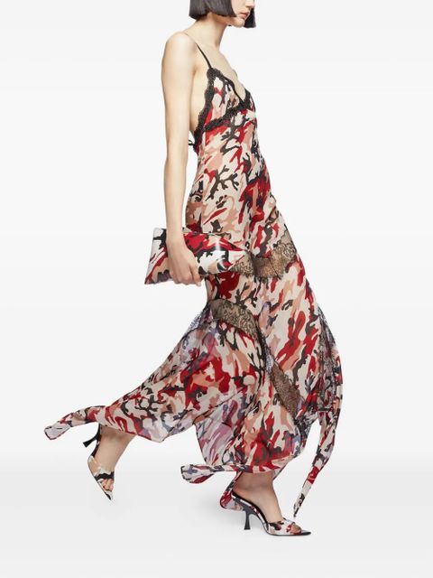 The Attico camouflage lace-insert dress - Neutrals