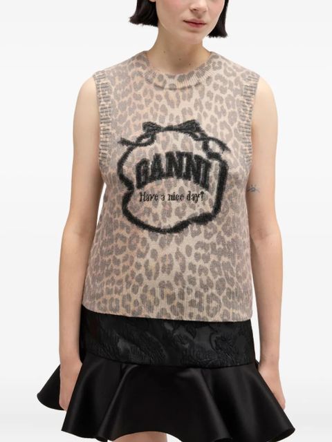 GANNI leopard-print vest - Brown