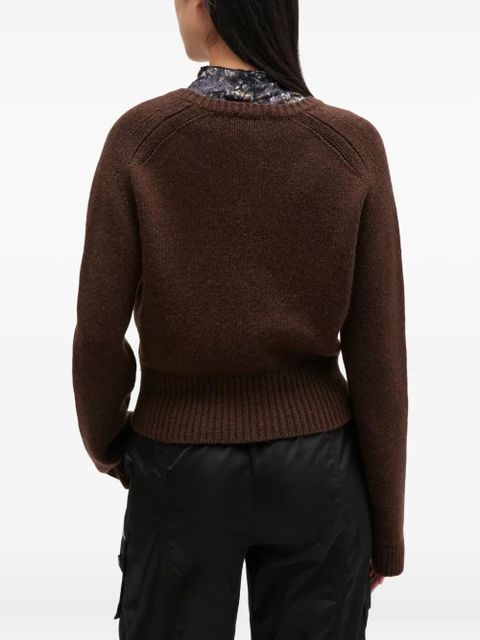 GANNI wool yak mix V-neck knit - Brown