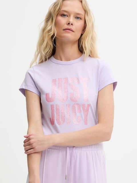 Juicy Couture t-shirt JUST JUICY HILTON T-SHIRT damski kolor fioletowy JCNCT225456 - zdjęcie produktu nr 1