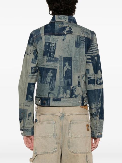 Jean Paul Gaultier newspaper-print denim jacket - Blue