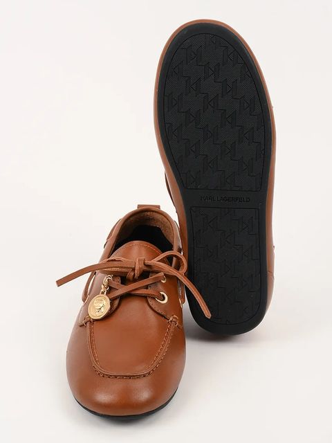Karl Lagerfeld mokasyny skórzane MARLEE damskie kolor brązowy na płaskim obcasie KL41325