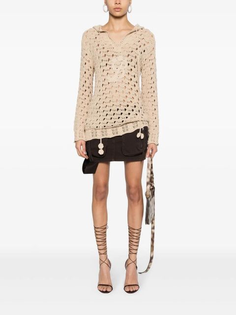 Blumarine cargo-pockets twill mini skirt - Brown