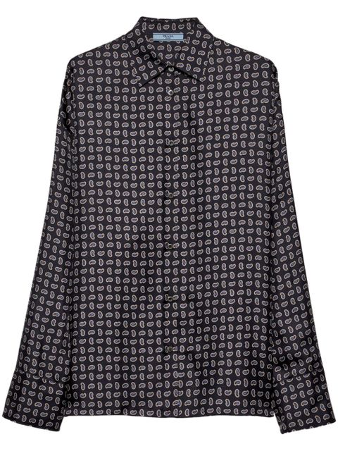 Prada Printed twill silk shirt - Blue - zdjęcie produktu nr 1