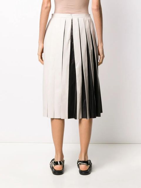 Tod's pleated leather skirt - Neutrals