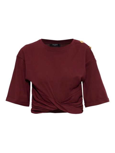Balmain cotton cropped T-shirt - Red - zdjęcie produktu nr 1