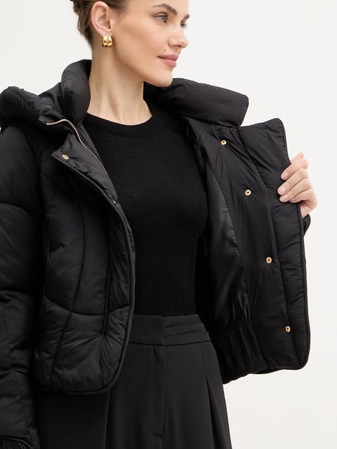 Fracomina kurtka kolor czarny zimowa oversize FJ25WC3002O42301