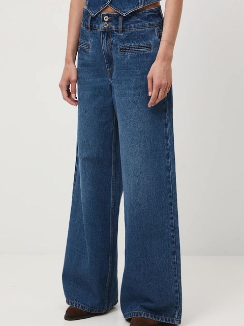 Medicine jeansy bawełniane damskie kolor granatowy - zdjęcie produktu nr 2